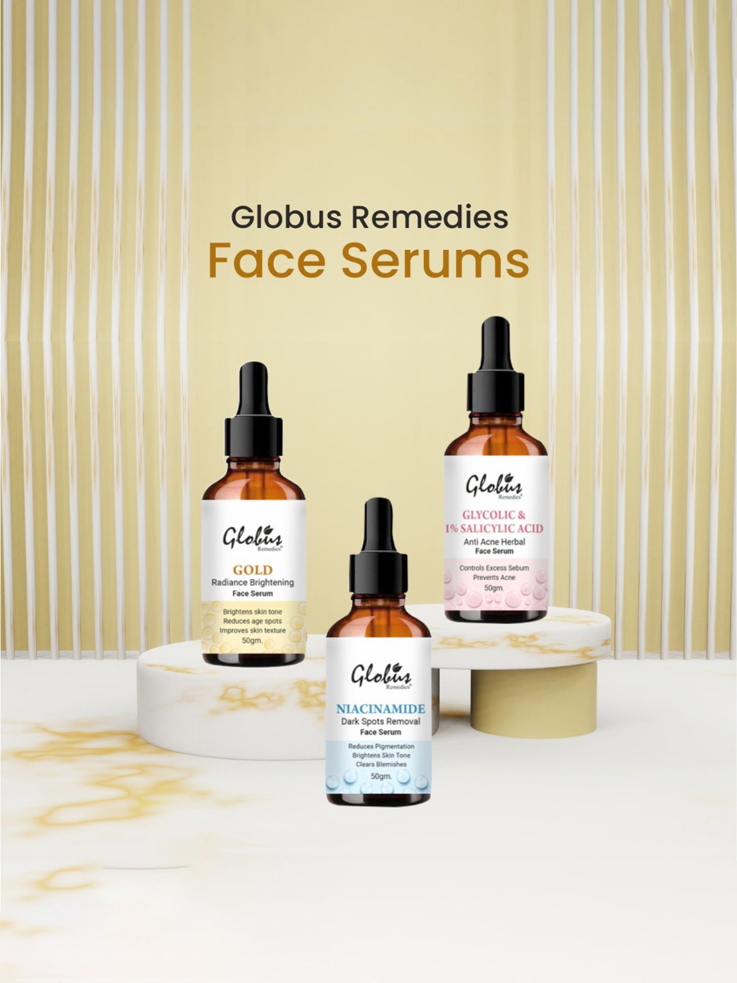 Globus Remedies Gold Radiance Brightening Face Serum - Pack of 2