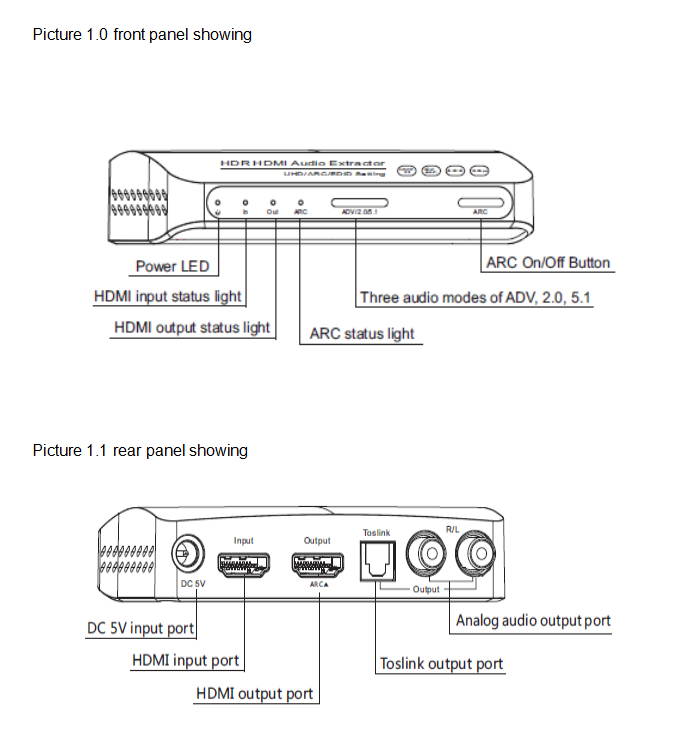 HDMI2.0 4K/60HZ HDR HDCP2.2 4:4:4 18Gbps HDR HDMI Audio Extractor