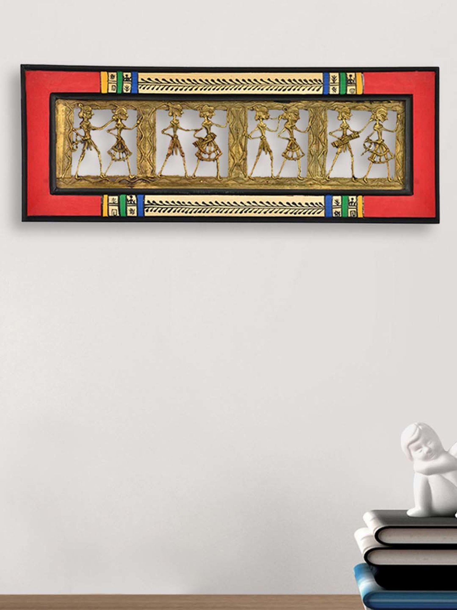 ExclusiveLane Dhokra Work & Warli Handpainted Horizontal Wall Decor