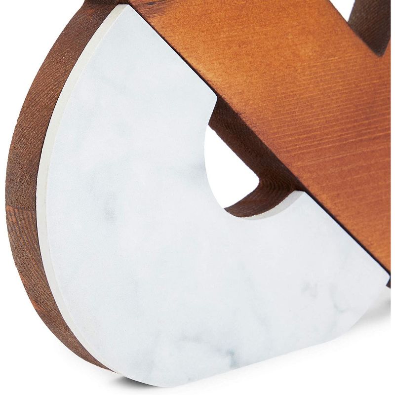 Farmlyn Creek Ampersand Sign, Wood and Marble Bookshelf Home Decor (9 x 10 in)