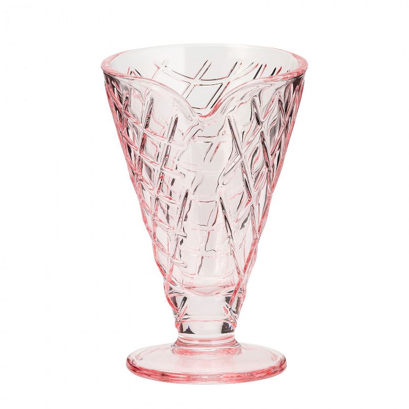 Amici Home Waffle Cone Glass Bowl, Pink, 6oz, Set of 3