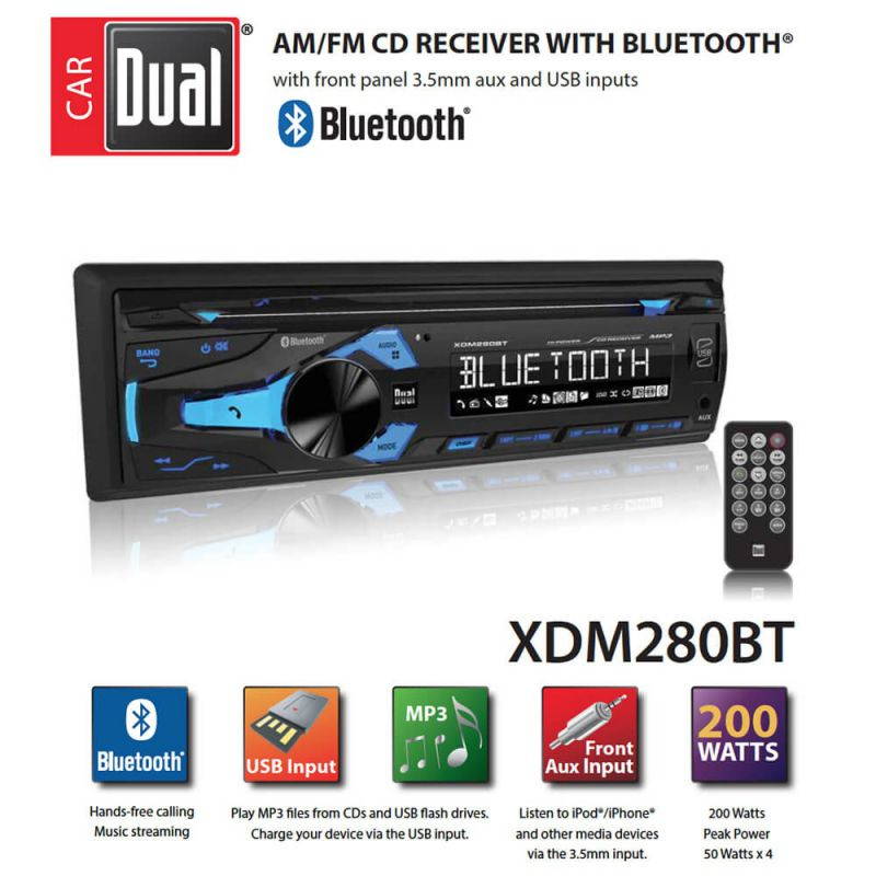 Dual CD Receiver With Bluetooth 3.5mm Aux and USB inputs XDM280BT