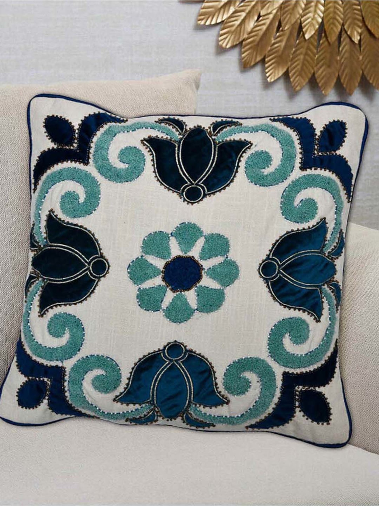 Swayam Red & White Cotton 60 cm x 60 cm Cushion Covers - Set of 5