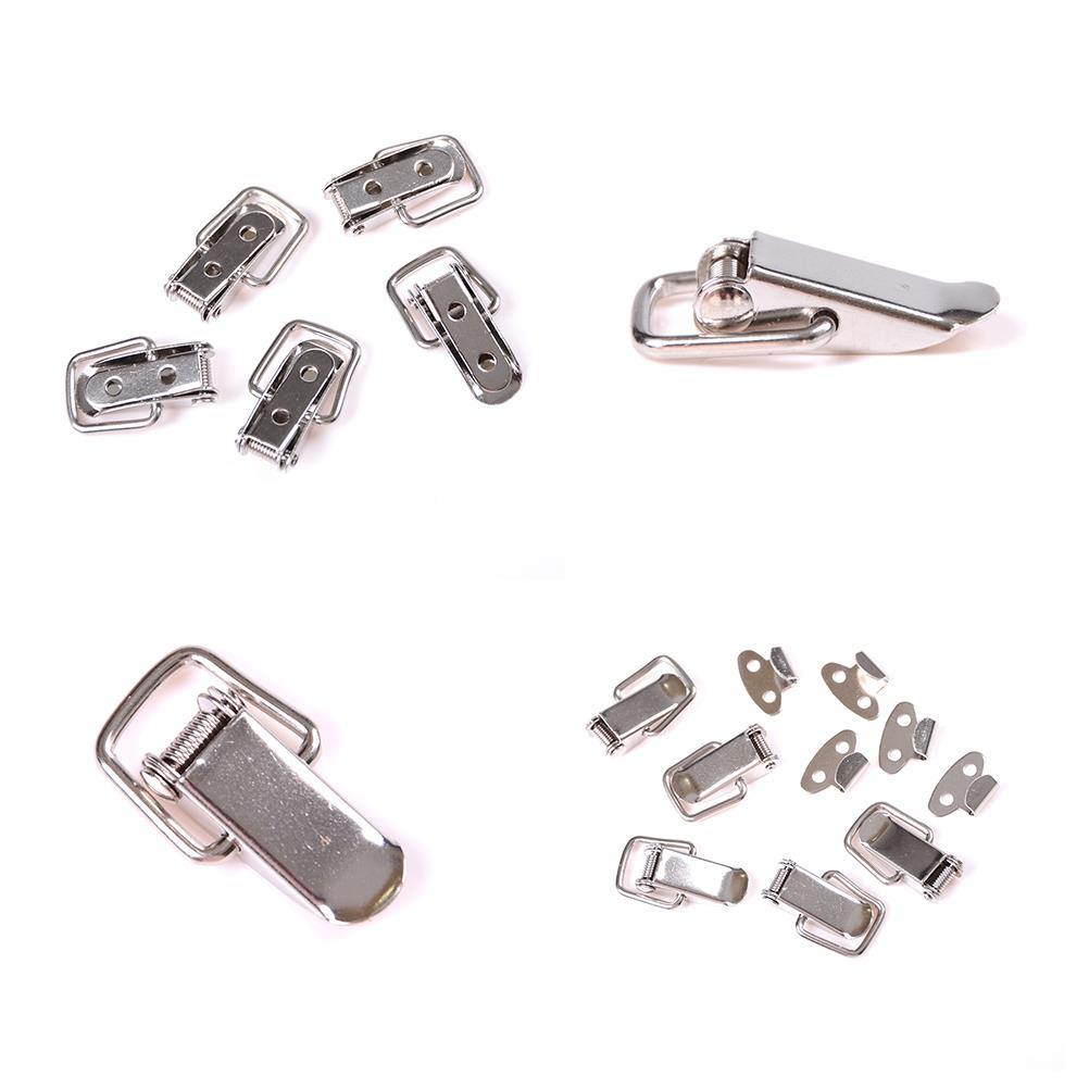 5Pcs Hardware Cabinet Boxes Spring Loaded Latch Catch Toggle Iron Hasp For Sliding Door Window Cabinet With Screw