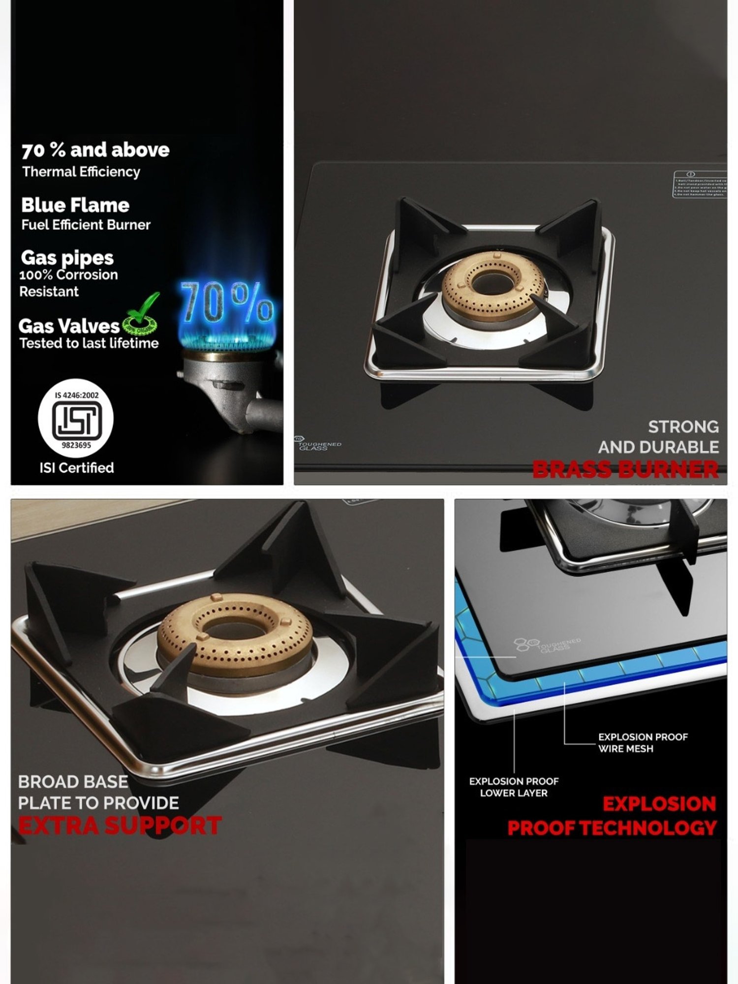 Range Kleen 4pc Porcelain Drip Pan Set Black