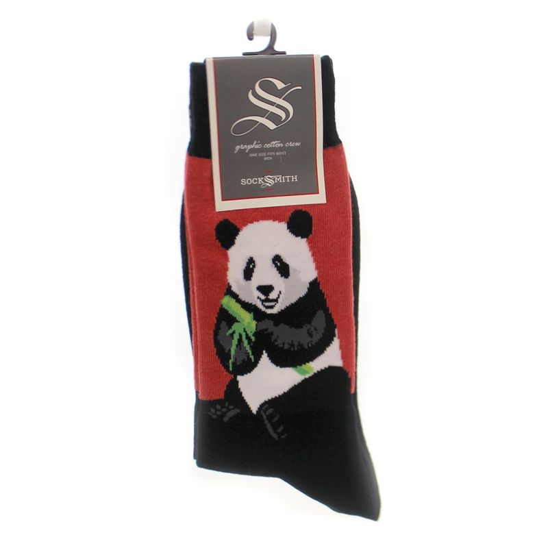 Novelty Socks 10.0" Peaceful Panda Red Heather Cotton Crew Bear Socksmith  -  Socks