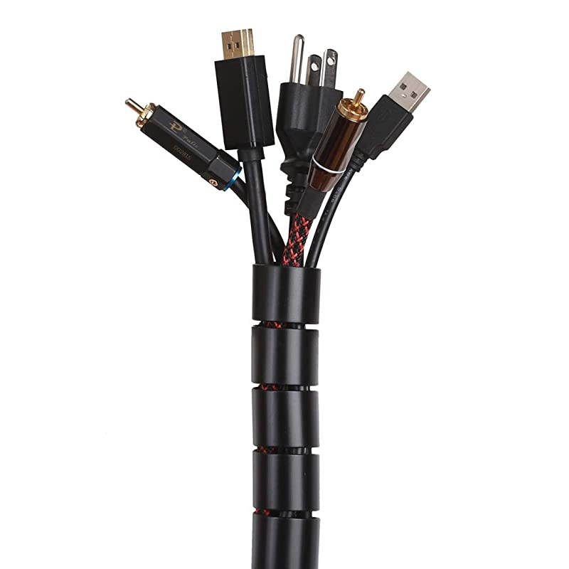 25ft 1 inch Cable Sleeve Easy Wrap Cable Management Sleeve Wire Wrap Cord Organizer for Computer TV Home Office Black