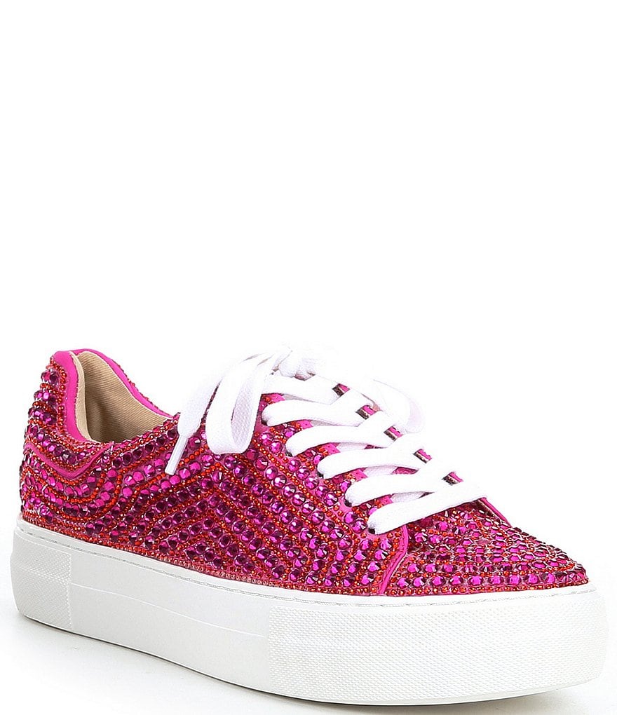 Blue by Betsey Johnson Sidny Rhinestone Embellished Platform Lace-Up Sneakers