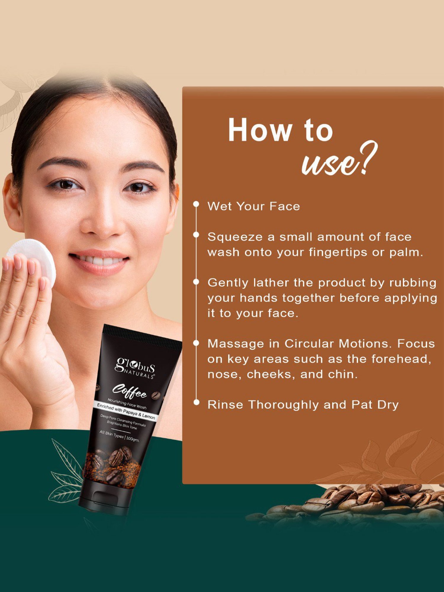 Globus Naturals Coffee Nourishing Face Wash - 100 gm