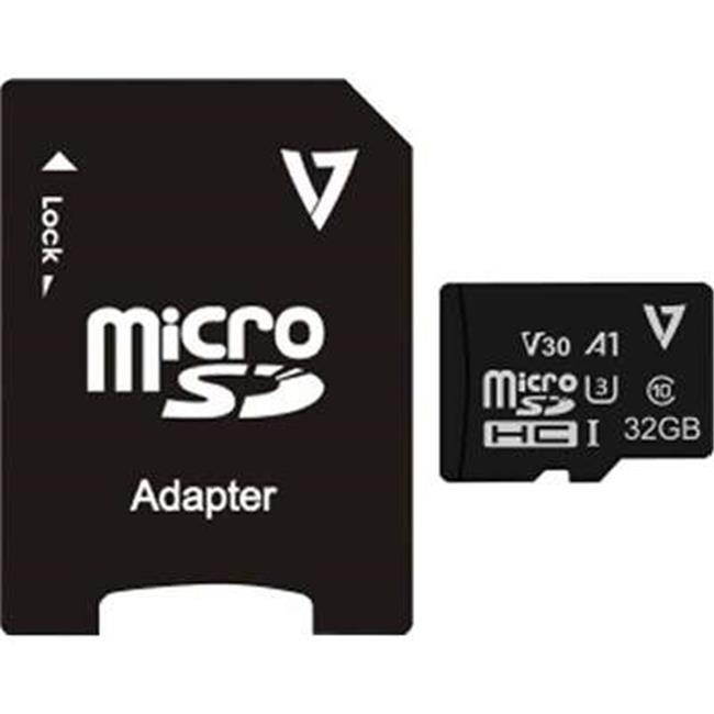 V7 VFMSD32GV30U3-3N 32GB MICRO SDHC V30 U3 A1 CL10 100MBS MAX READ 4K UHD ADAPTER