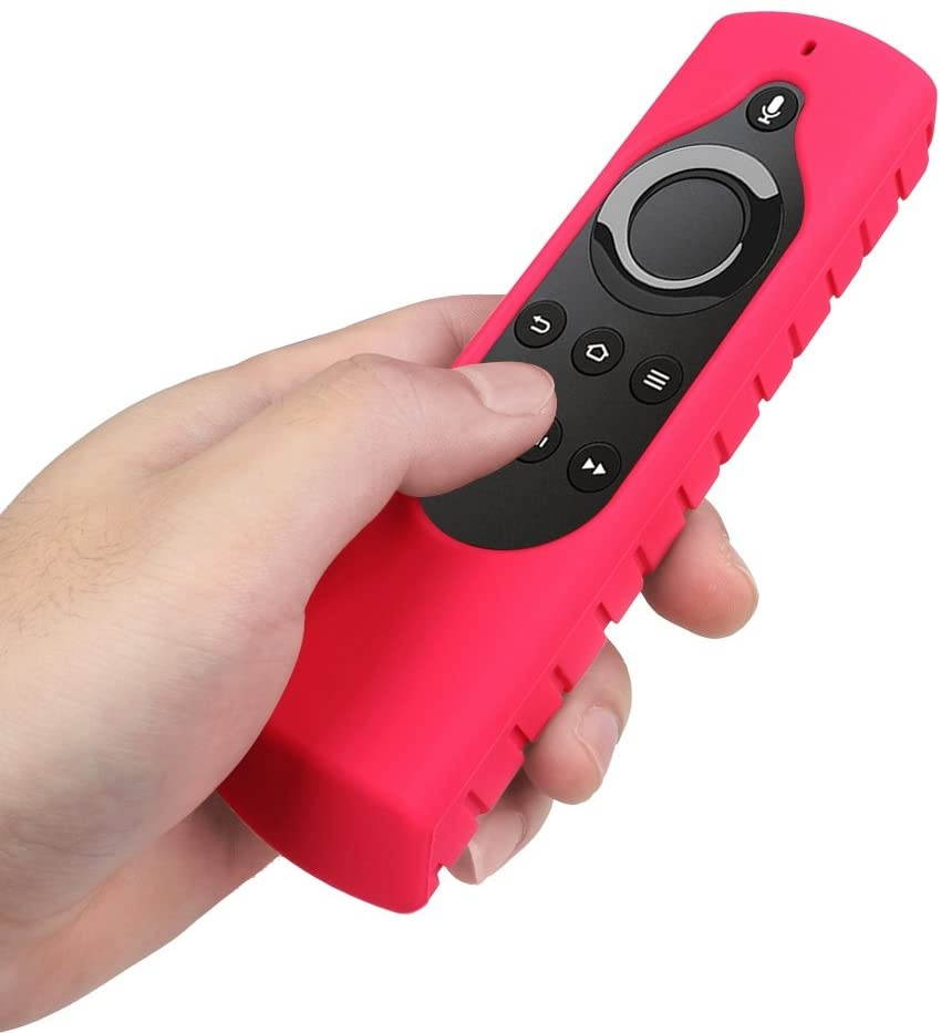 Fintie Silicone Case for 2nd Gen Fire TV Stick with 1st Gen Alexa Voice Remote, Compatible with Echo/Echo Dot Alexa Voice Remote - Honey Comb Series [Anti Slip] Shockproof Cover, Magenta