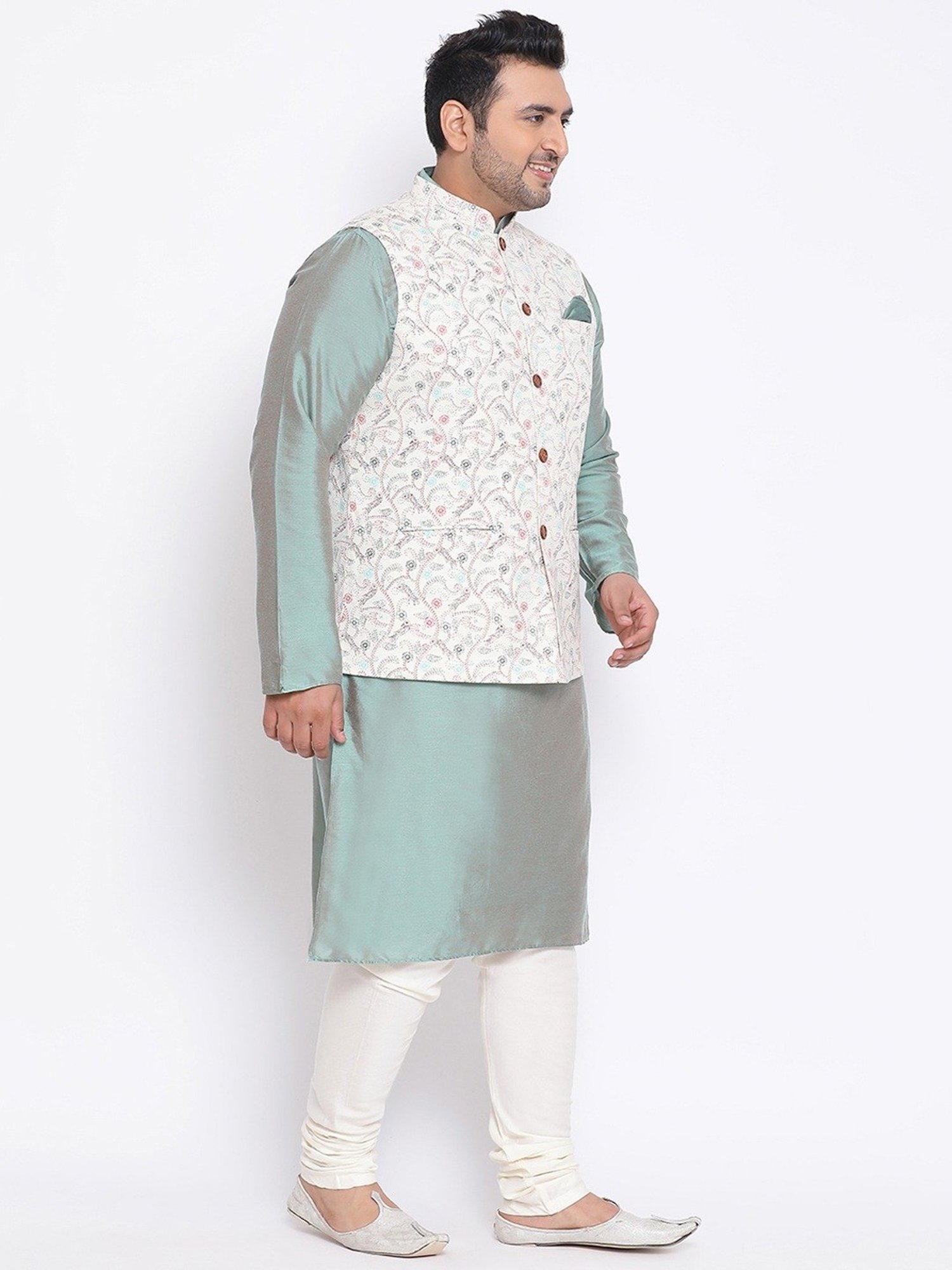 Sanwara Sea Green & White Cotton Regular Fit Chikankari Kurta Bottom Set