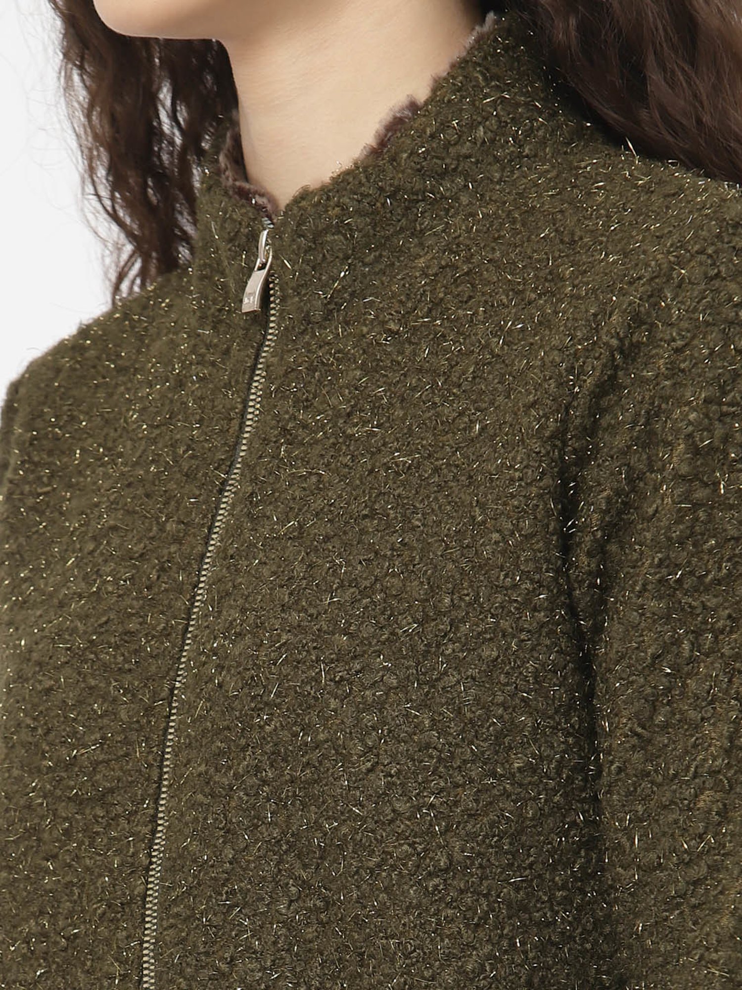 Juelle Olive Front-Open Sweatshirt