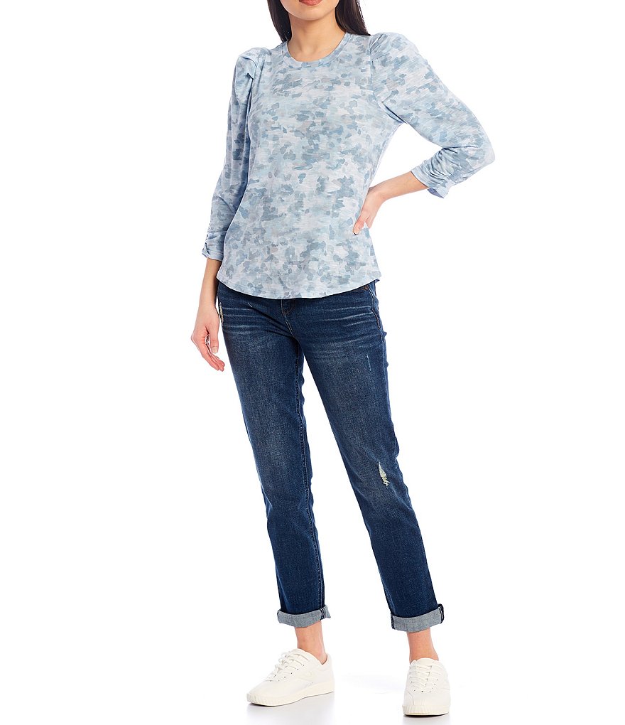 Democracy Watercolor 3/4 Puff Sleeve Knit Top