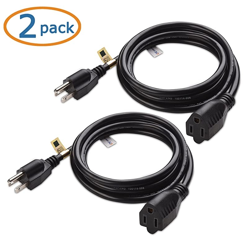 2Pack 16 AWG Heavy Duty AC Power Extension Cord Power Extension in 10 Feet NEMA 515P to NEMA 515R