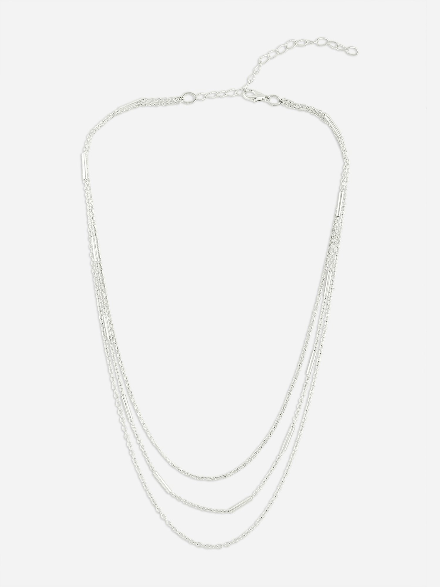 ToniQ Silver-Plated Delicate 3 Layered Princess Necklace for Women