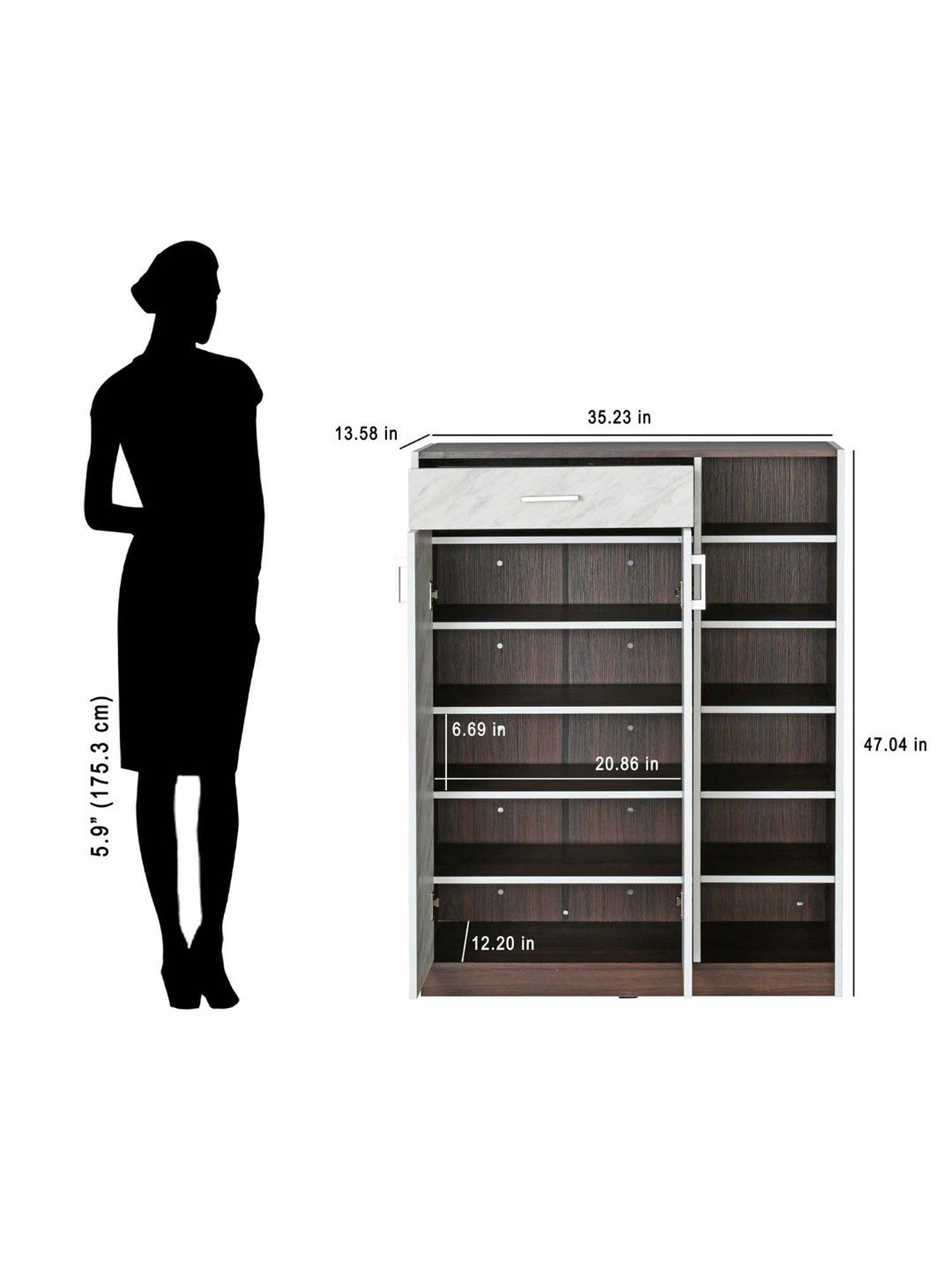 Nilkamal Cresta Grey & Beige Engineered Wood Shoe Cabinet