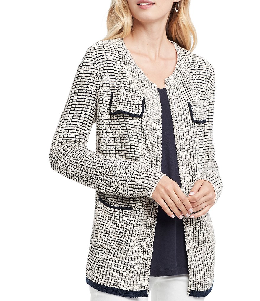 NIC + ZOE Textured Knit Open Front Jacket