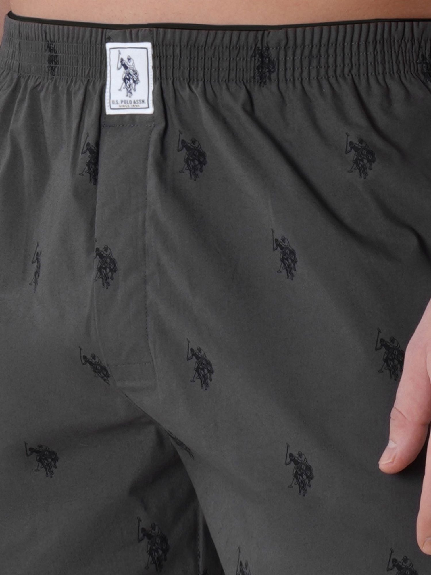 U.S. Polo Assn. Grey Cotton Regular Fit Printed Boxers