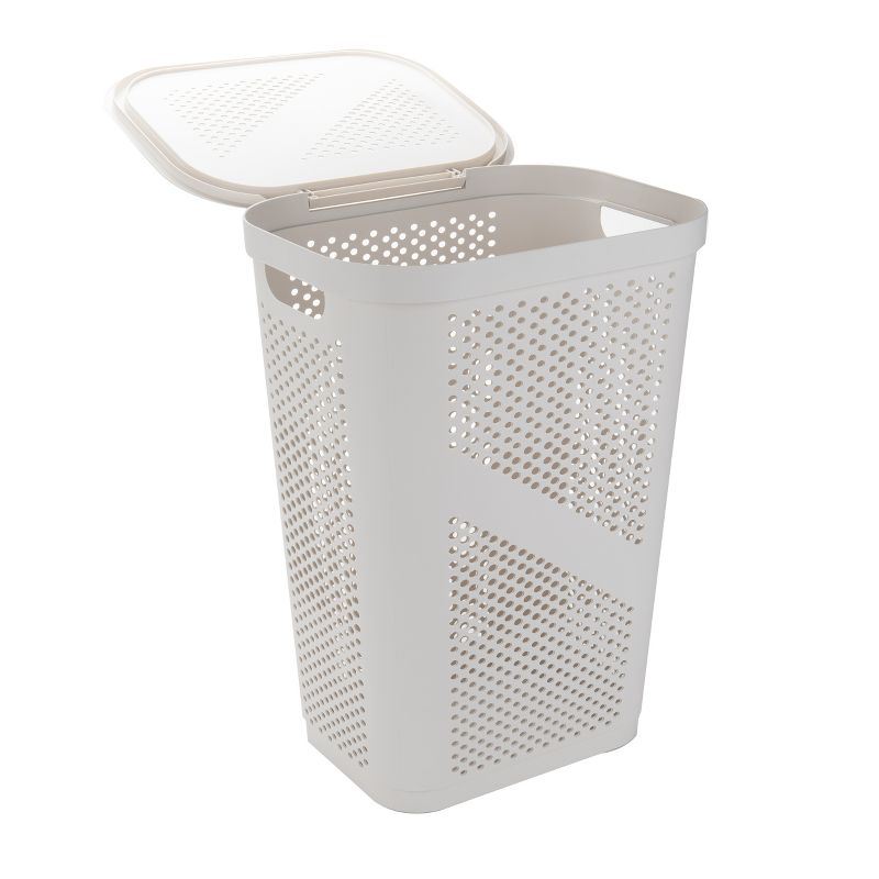 Mind Reader Perforated Plastic Hamper 60 Liter/16 Gallon,Ivory