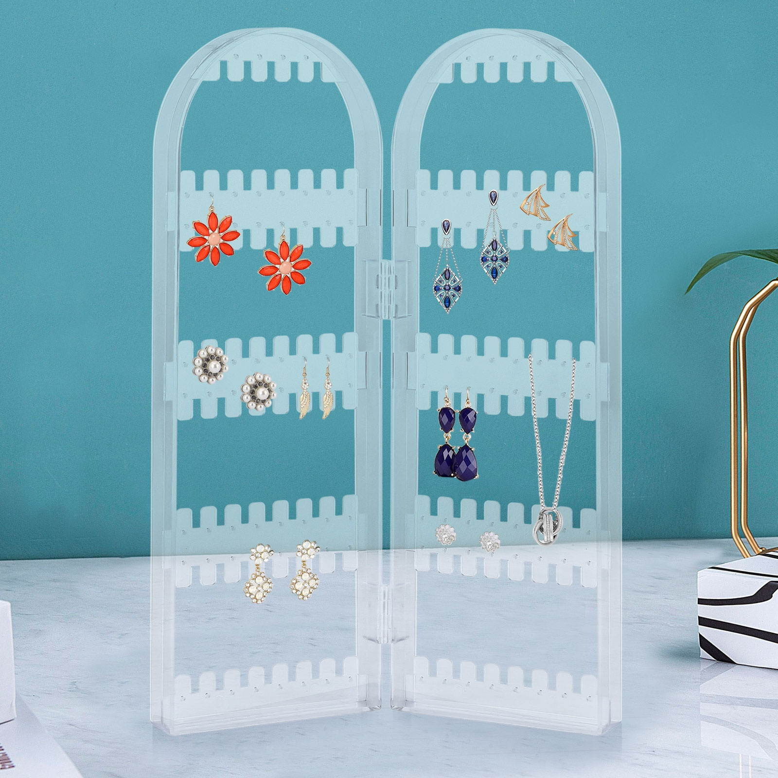 120Holes Earrings Ear Studs Jewelry Display Rack Stand Organizer Case Holder Box