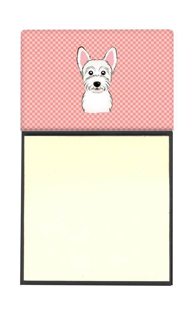 Caroline's Treasures Checkerboard Pink Westie Refillable Sticky Note Holder or Postit Note Dispenser, 3.25 by 5.5", Multicolor