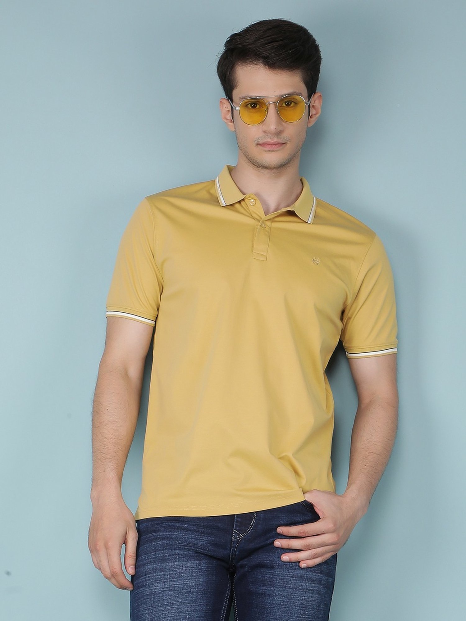 Crimsoune Club Mustard Slim Fit Polo T-Shirt