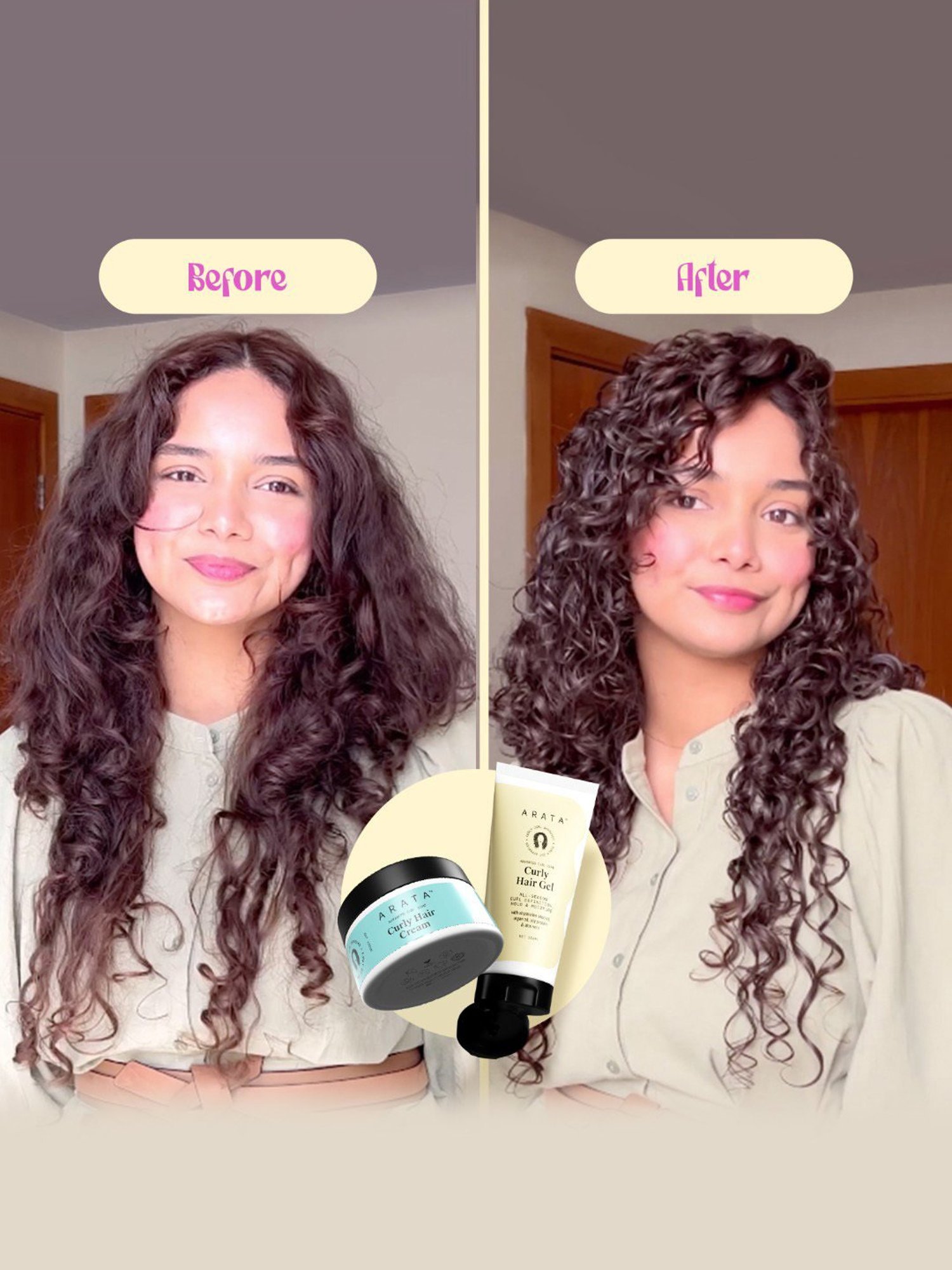 Arata Advanced Curl Care Hair Gel & Hair Cream Combo