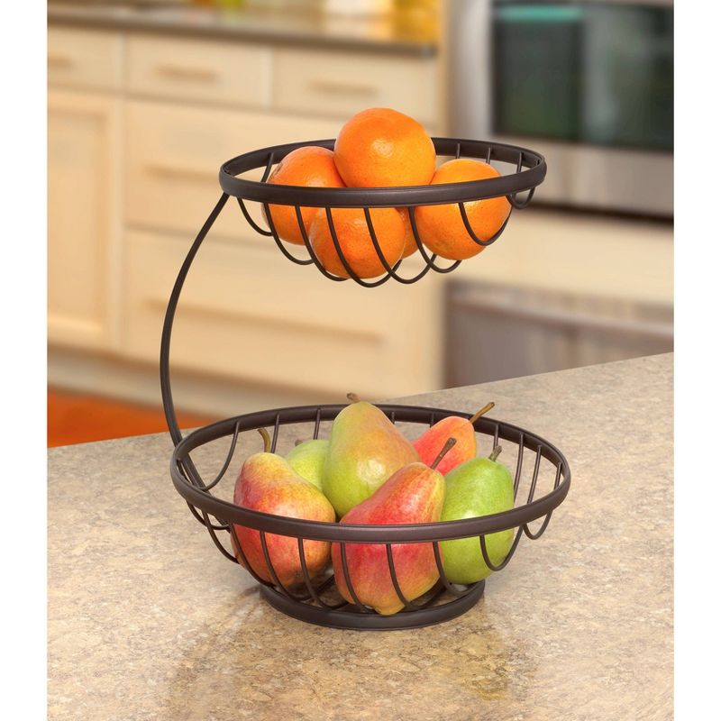 Spectrum Bloom Arched 2-Tier Steel Fruit Server - Satin Nickel