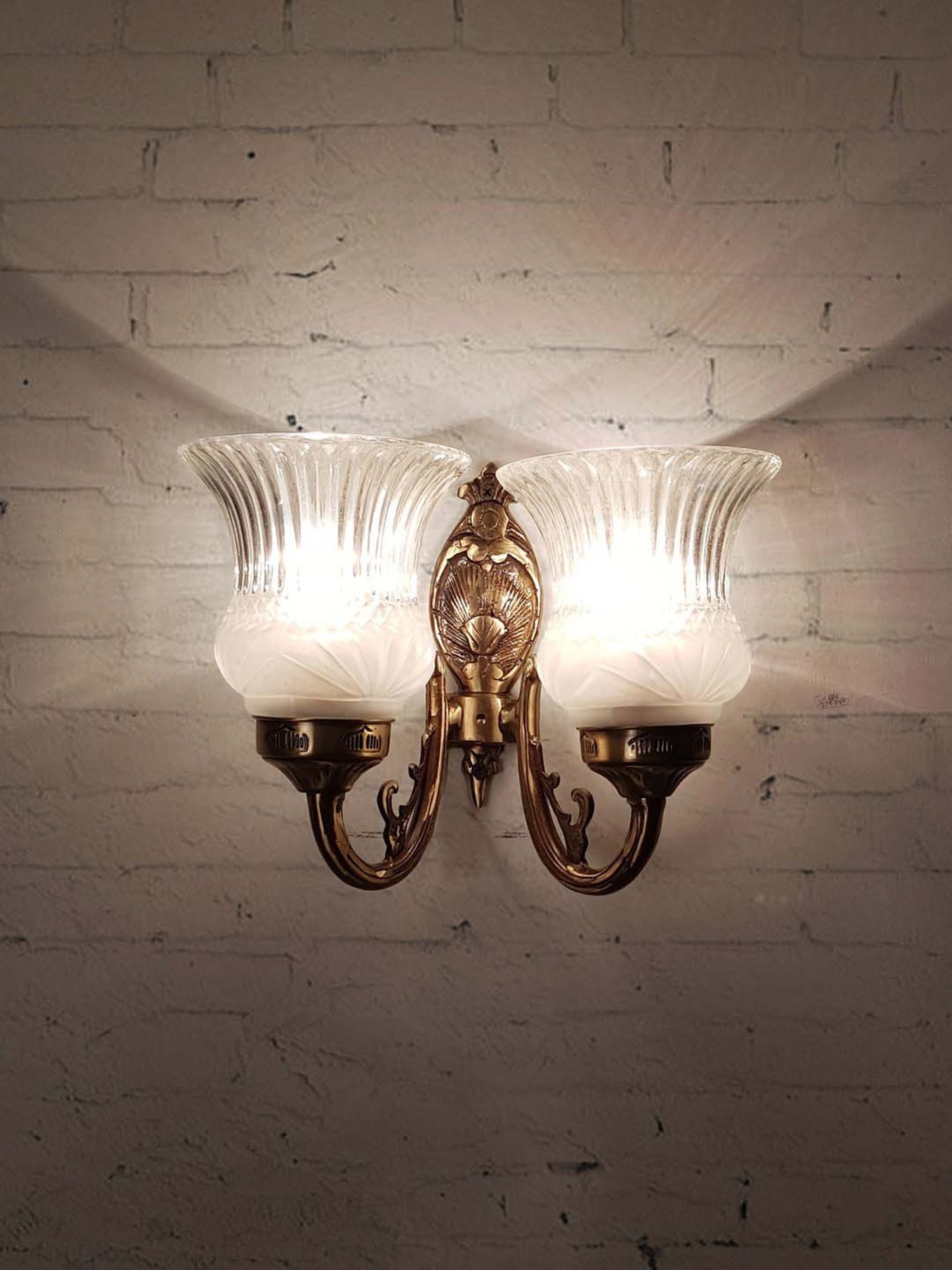 Fos Lighting Antique Brass Usha Double Wall Light (Bulb not included) - Set of 1