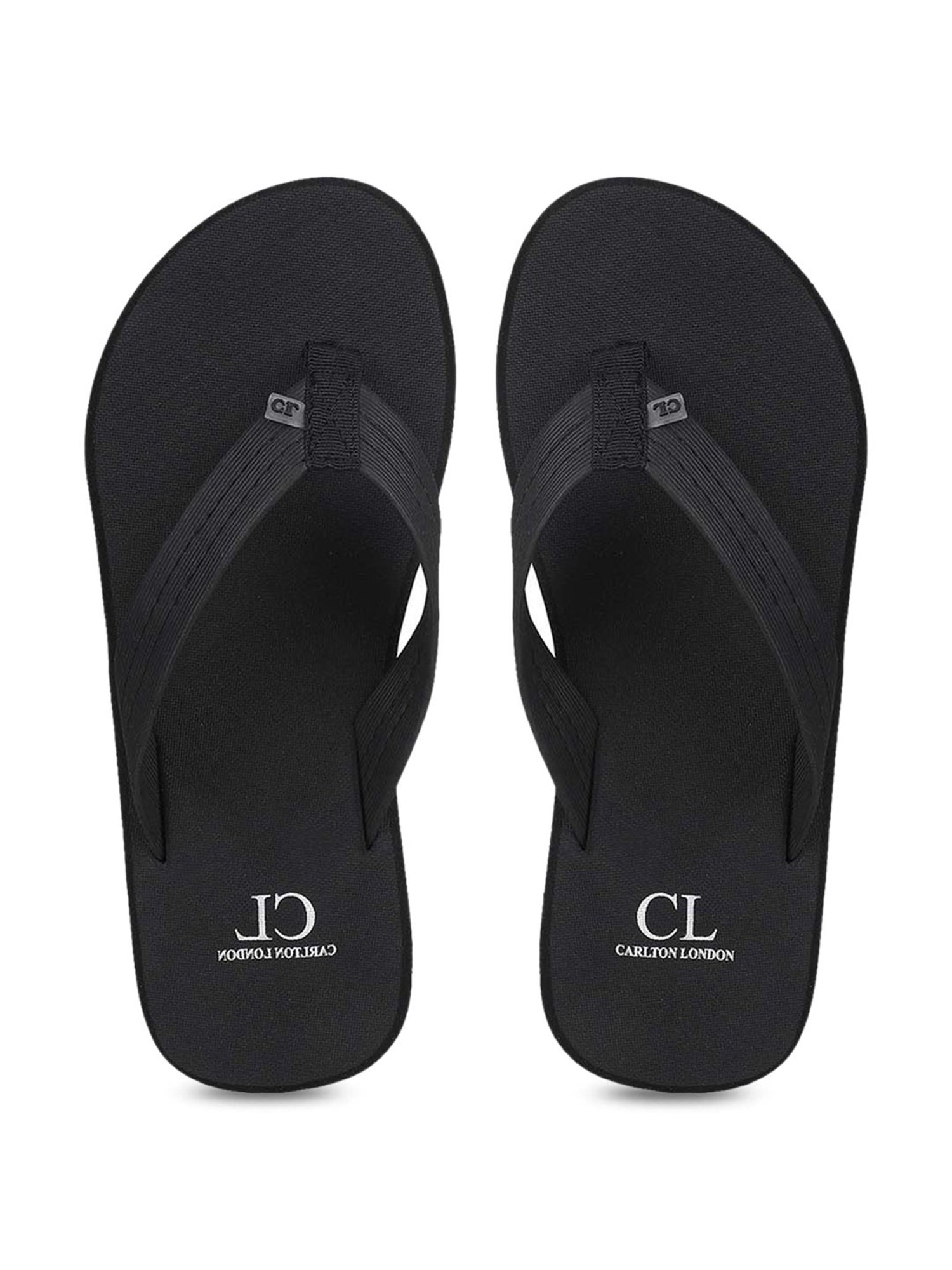 Carlton London Men's Ink Black Flip Flops