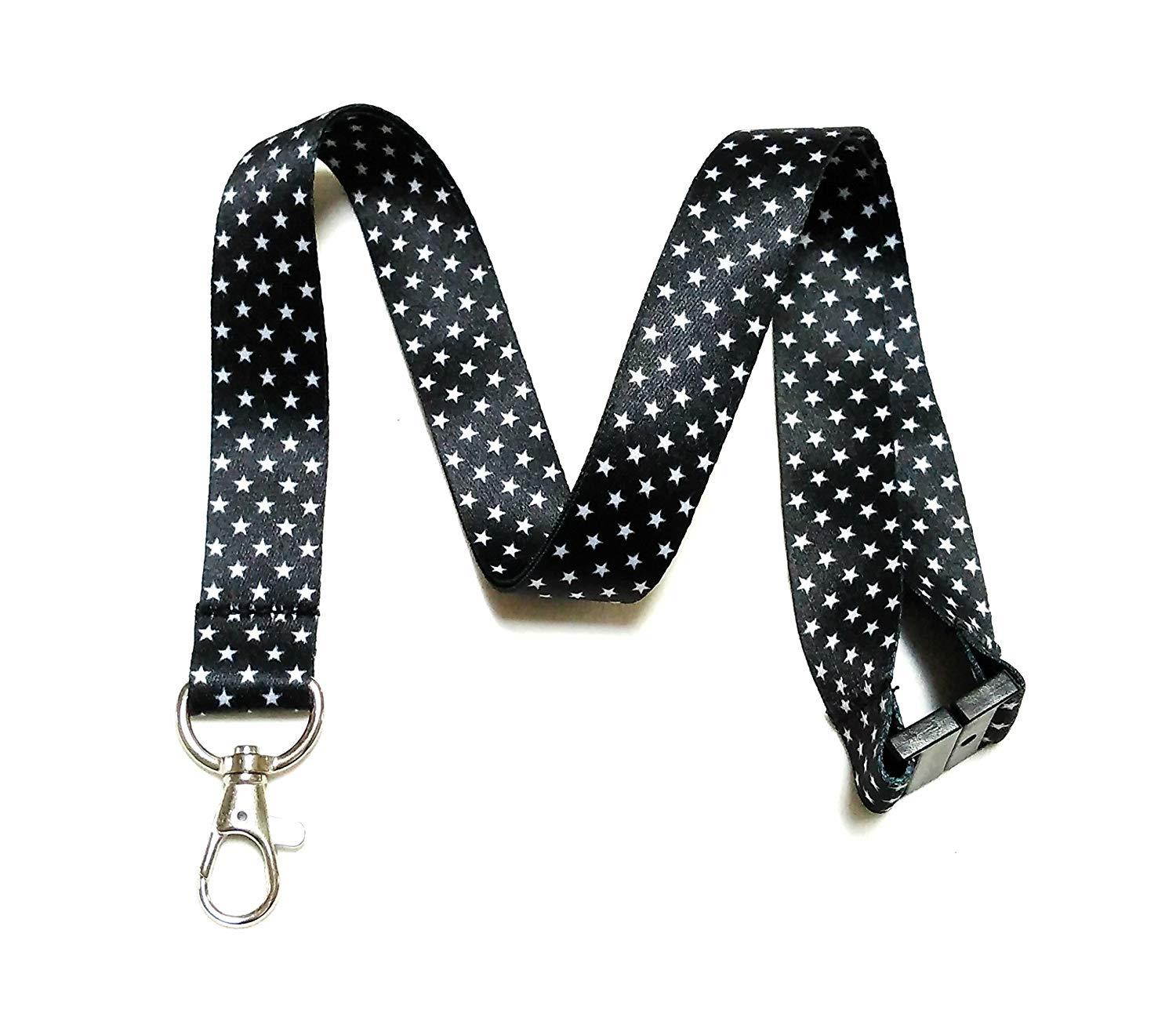 Break Away Black & White Print Lanyard Key Chain Id Badge Holder (Set of 8)