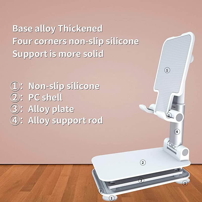 Phone Stand Holder ZHIKE Foldable Tablet Stand Mobile Phone Mount for Desk Compatible with Samsung Galaxy ipad Mini iPhone 11 Series X Xs max All Smartphones Smartphone Kindle White