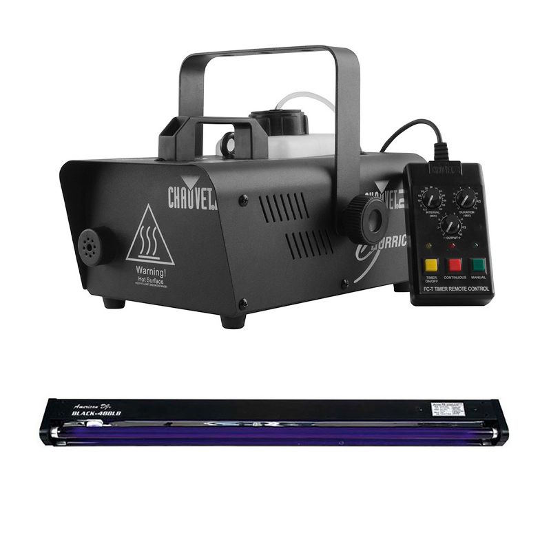 CHAUVET DJ Hurricane 1200 1.0L Pro Fog Smoke Machine + 48 Inch UV Black Light