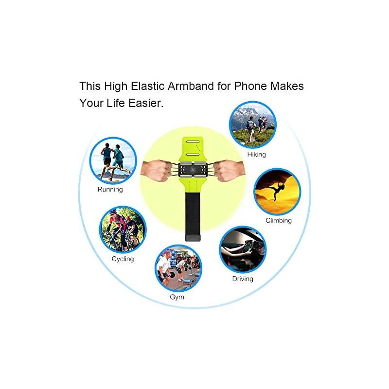 Running Armband for iPhone 12 Pro 11 Pro Max X XR XS 8 7 6 6s Plus,Galaxy S20 S10 S9 Plus, Note 20/10/9/8, 360&deg;Rotatable with Key Holder Phone Armband for Hiking Biking Walking(Green)