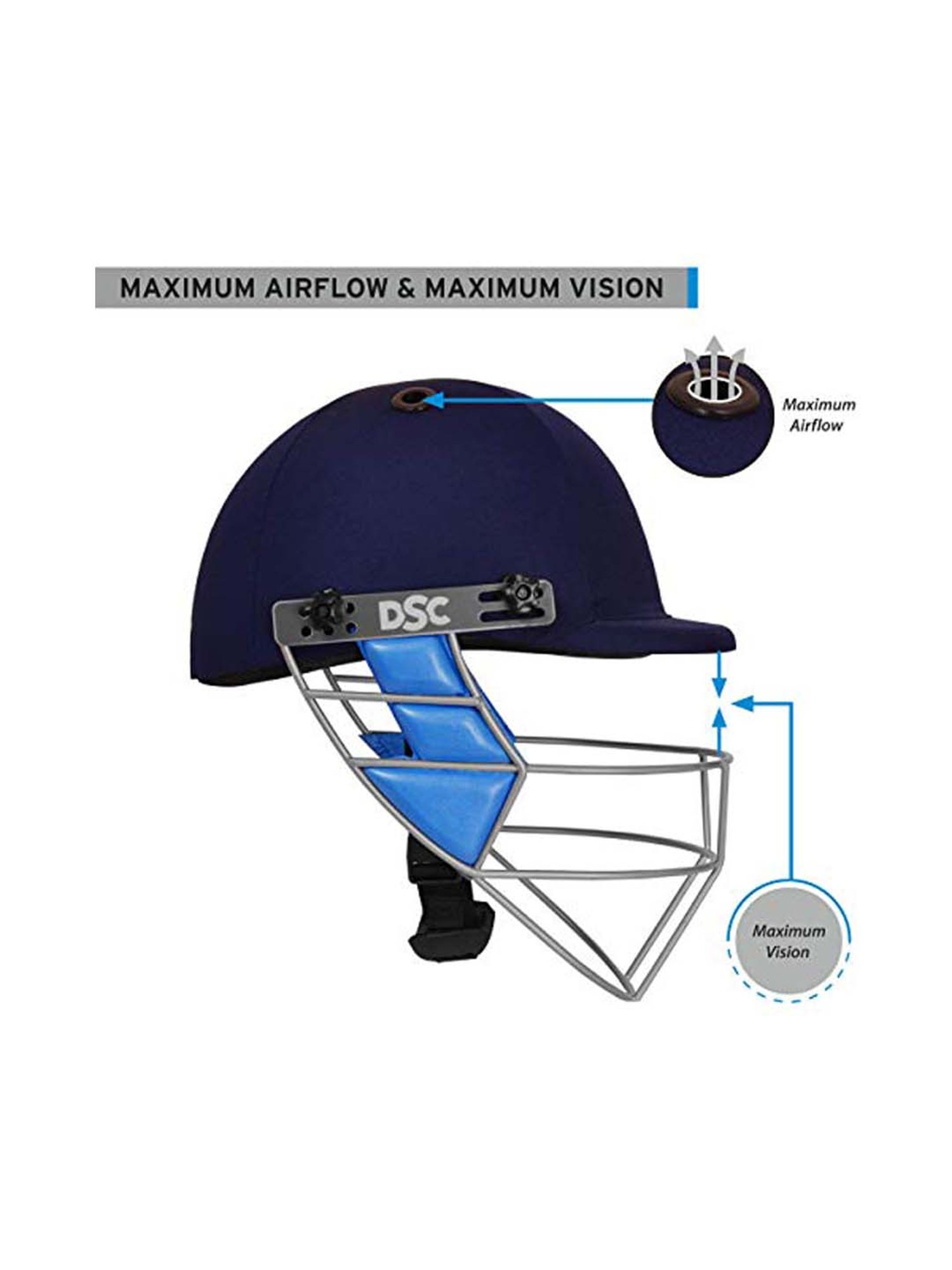 DSC Navy Defender Light Weight Cricket Helmet for Men & Boys (XL)