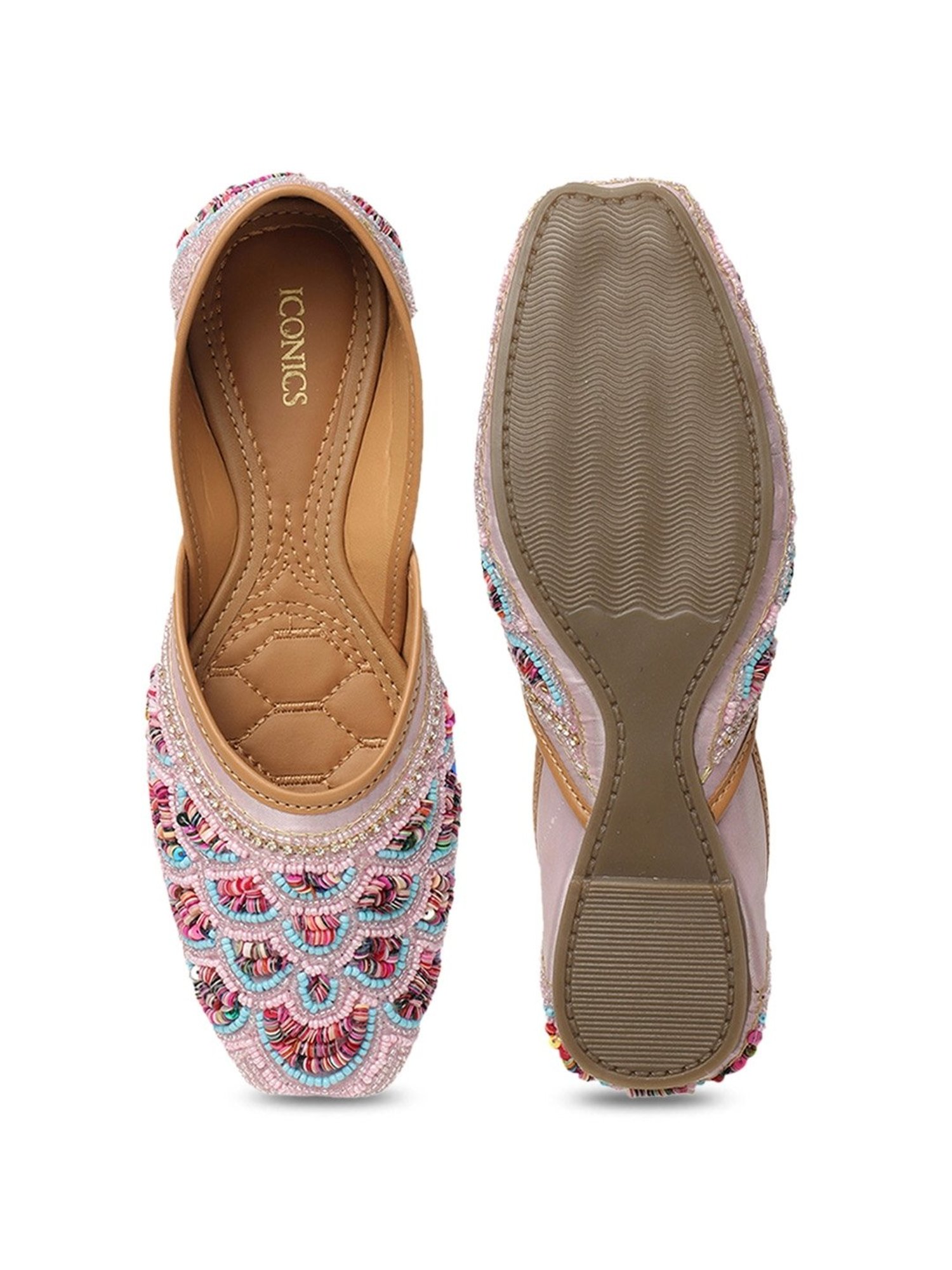 Iconics Women's Pink Ethnic Juttis