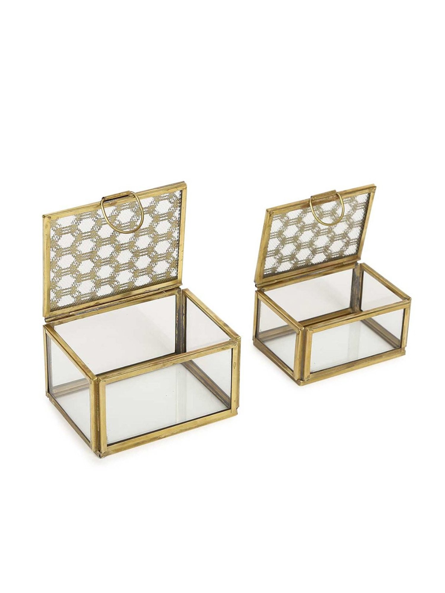 Home4U Gold Glass Large Kaori Antique Box