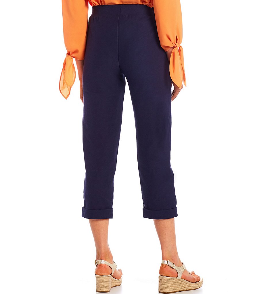 MICHAEL Michael Kors Stretch Knit Twill Pull-On Roll Cuff Crop Pants