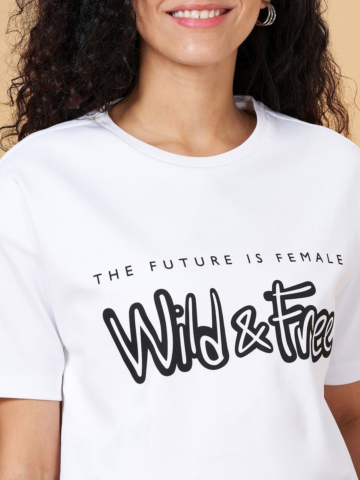 People by Pantaloons White Graphic Print Top