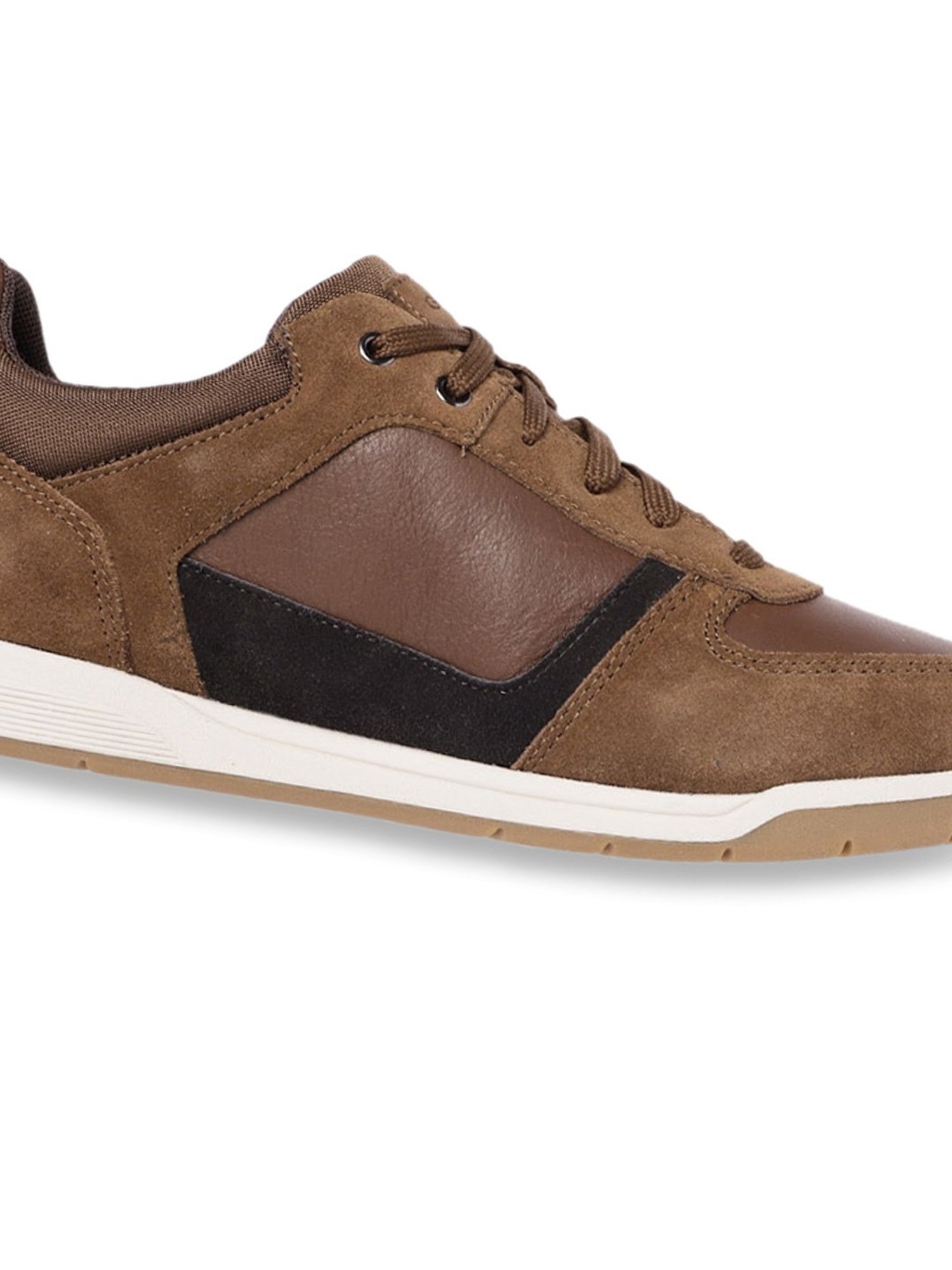Geox Men's U Spherica EC3 Brown Leather Casual Sneakers