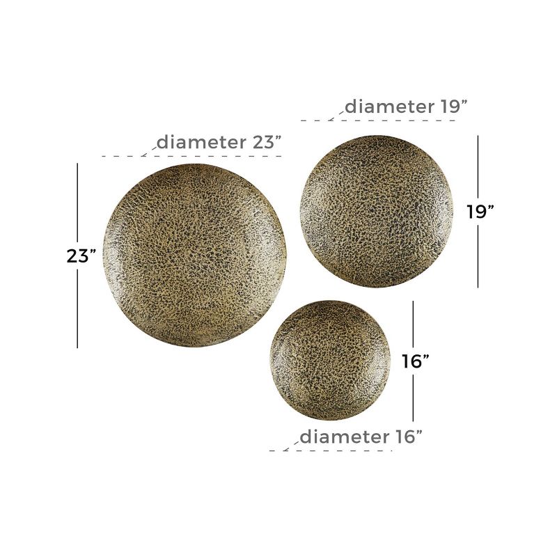 (Set of 3) 22" x 22" Metal Round Wall Decor Gold - Venus Williams Collection