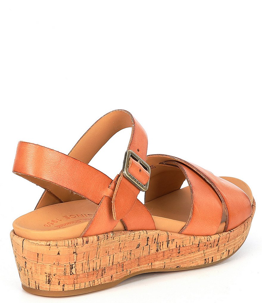 Kork-Ease Myrna Ankle Strap Banded Leather & Cork Wedge Sandals