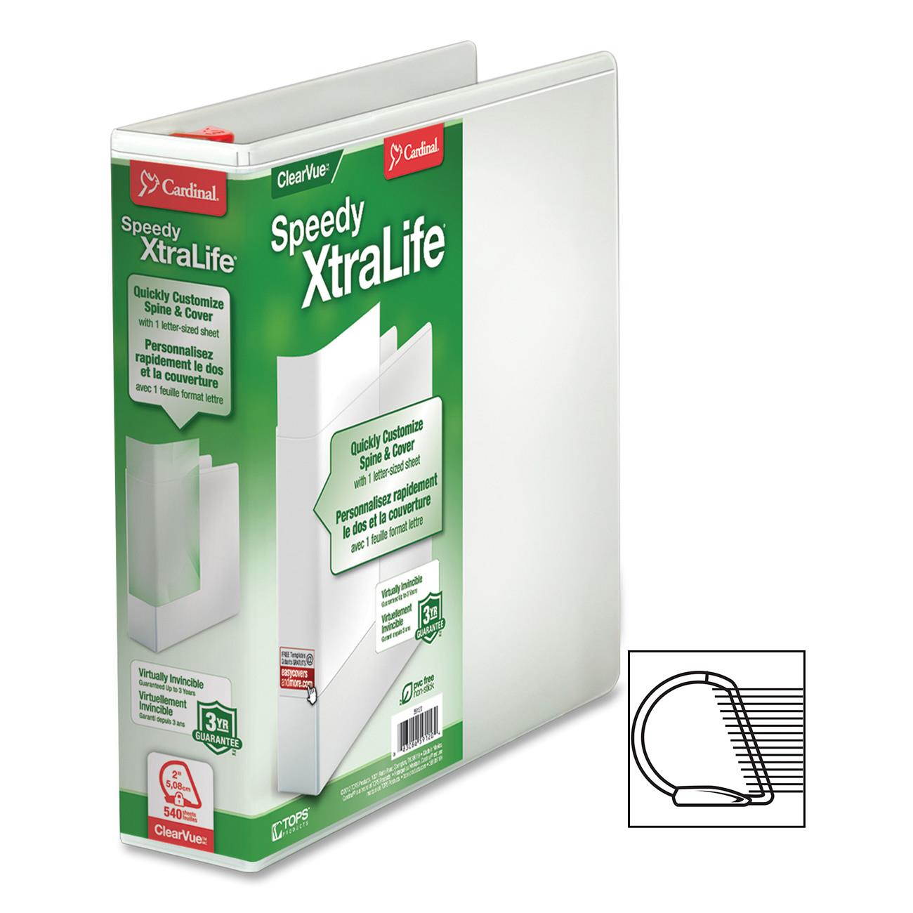 Cardinal Speedy XtraLife Non-Stick Locking Slant-D Ring Binder 2" Cap 11 x 8 1/2