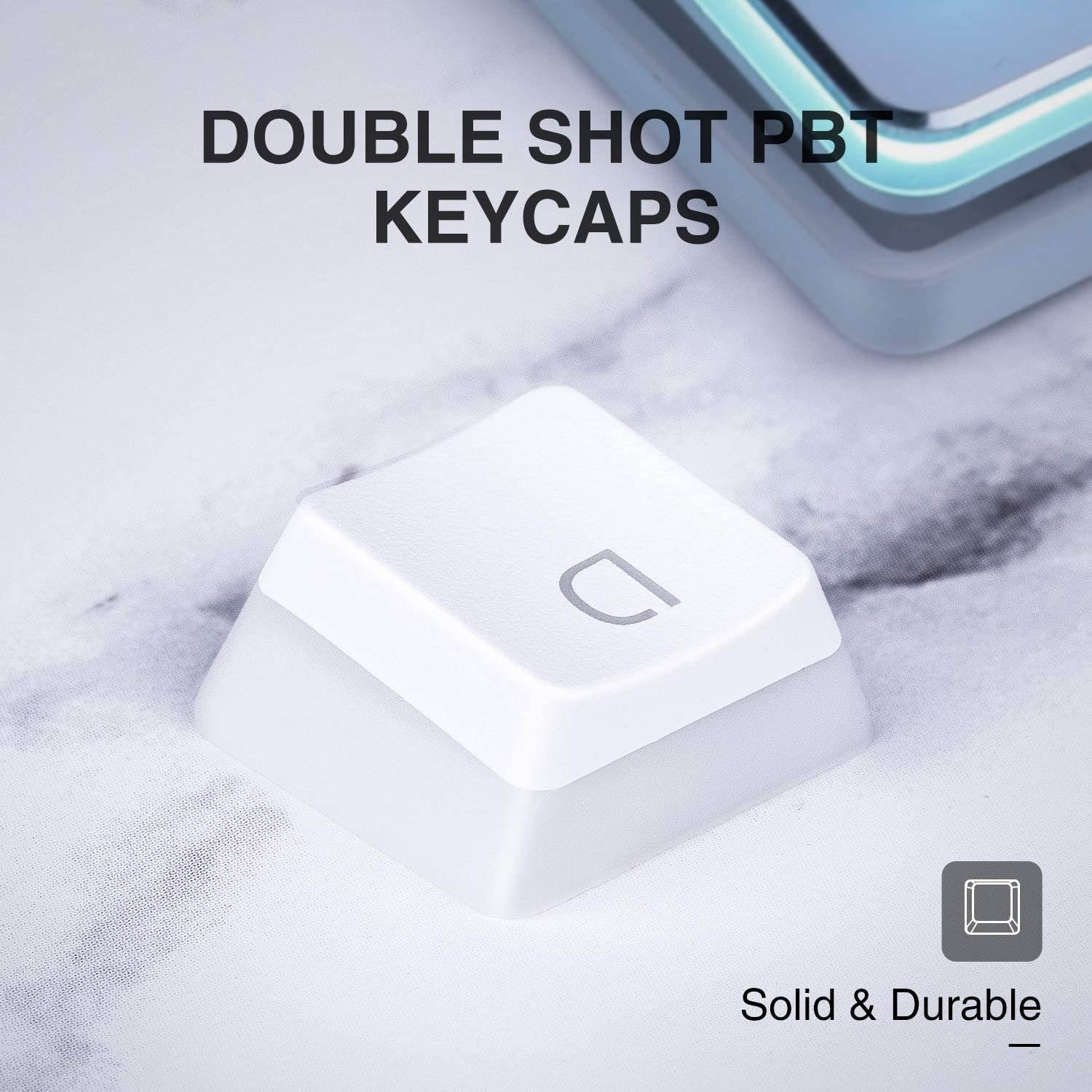 Havit Keycaps 60 87 104 Double Shot Backlit PBT Pudding Keycap Set with Puller for DIY Cherry MX RGB Mechanical Keyboard (White)