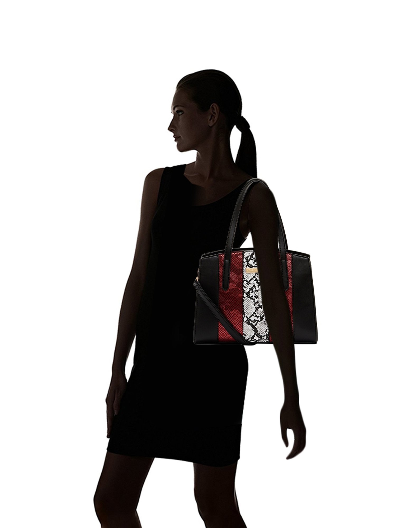 Giordano Blossoms 2020 Black Textured Medium Shoulder Handbag