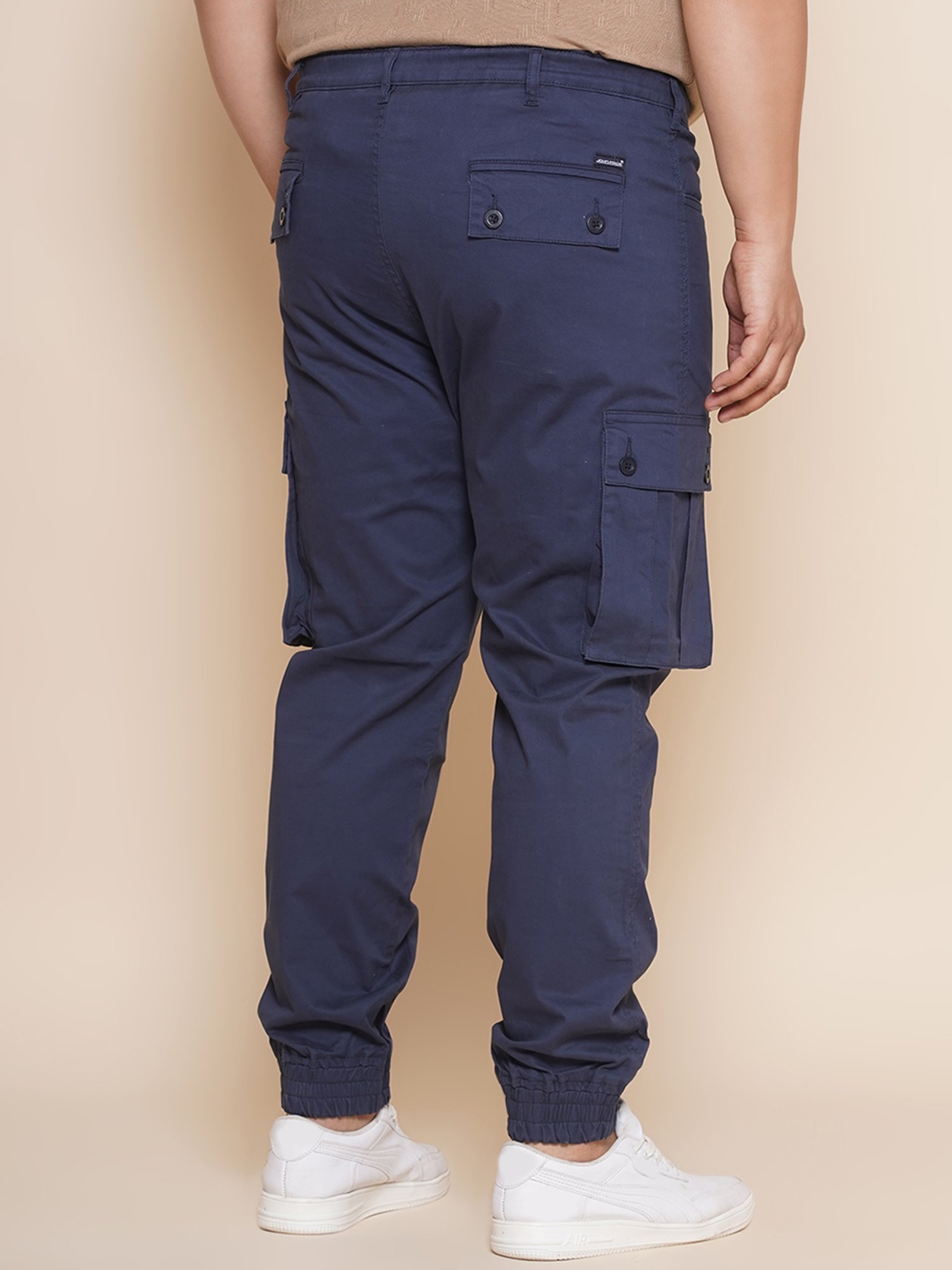 John Pride Navy Regular Fit Plus Size Cargo Joggers