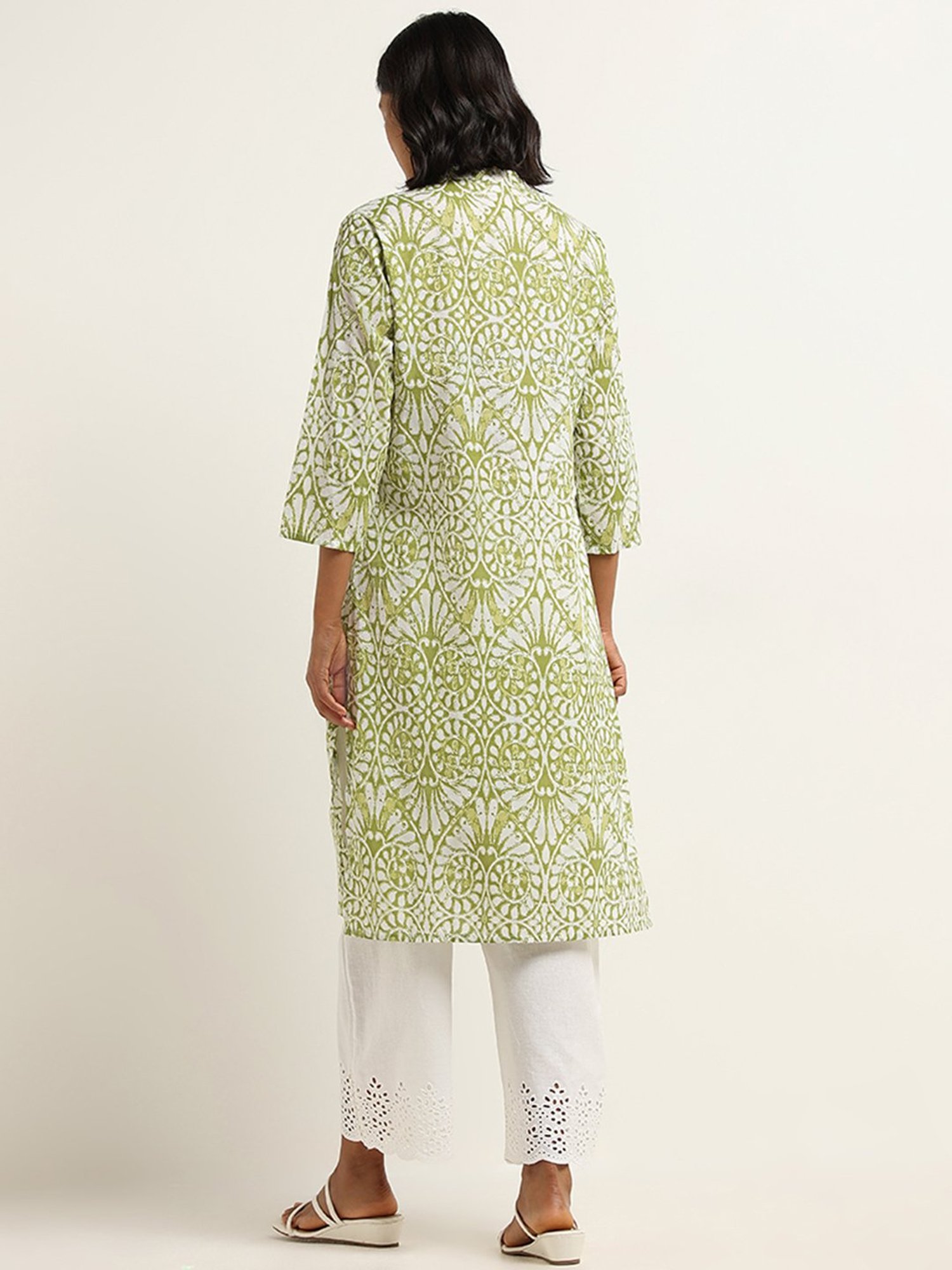 Utsa by Westside Green Straight Fit Printed Kurta