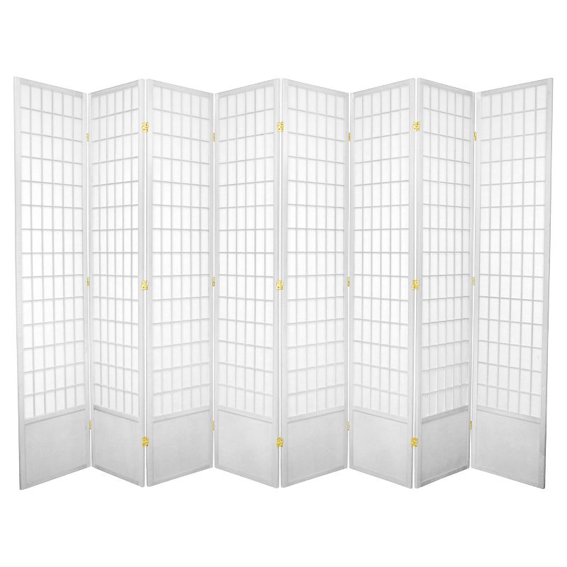 7 ft. Tall Window Pane Shoji Screen - White (8 Panels)