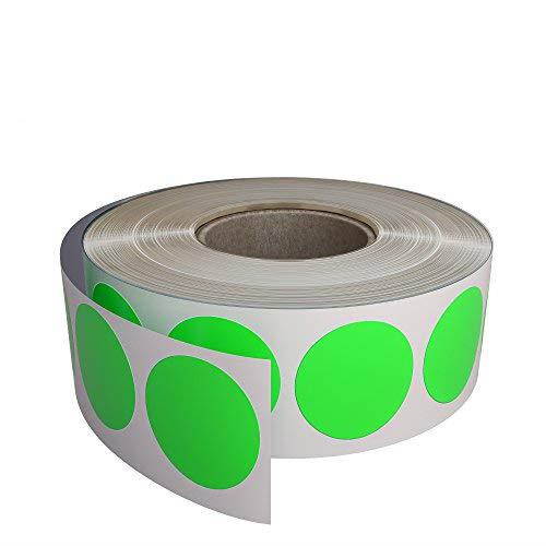 Color Code Stickers Inventory Labeling 19mm - Bright Neon Green Round Labels dots (3/4 inch) Rolls on 1 inch core - writable Surface - 1050 Pack by Royal Green